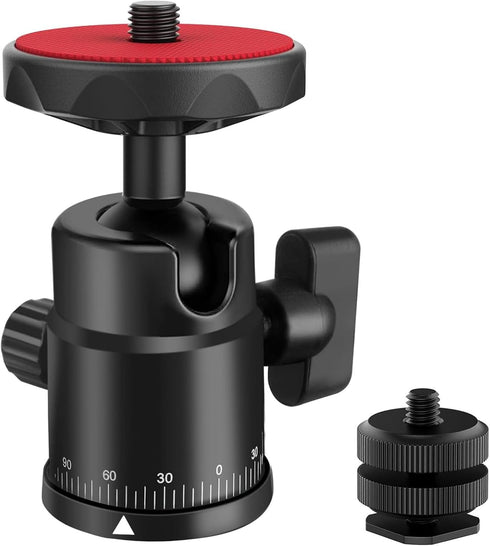 Universal 1/4" Swivel Mini Ball Head Screw Tripod Mount with Hot Shoe Mount, EszkozTA 360° Panoramic Rotating Mount Base Adapter for DSLR Cameras ...