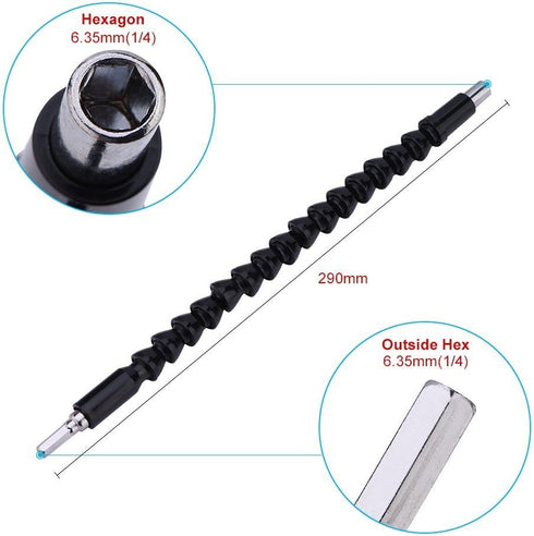Set, Black Flexible Extension Screwdriver, 11.6inch Drill Screwdriver Attachment Bit for Electrical Screwdriver or Hand Drill Multi-angle Work...