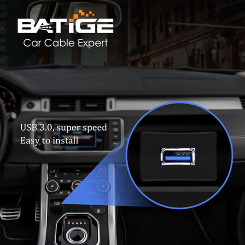 BATIGE Square Single Port USB 3.0 Panel Flush Mount Extension Cable with Buckle for Car Truck Boat Motorcycle Dashboard 1ft...