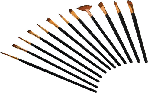 Performance Tool W228 12-Piece Paint Brush Set with Nylon Bristles and Wooden Handles - Ideal for Automotive Detail, Home, and Art Projects...