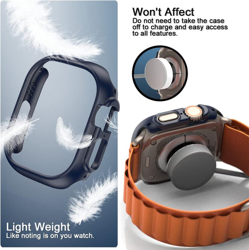 3+3 Pack case for Apple Watch Screen Protector Series 9 Series 8 Ultra 49mm with Tempered Glass, waterproof, Scratch Resistant, Protect Bumper Cov...