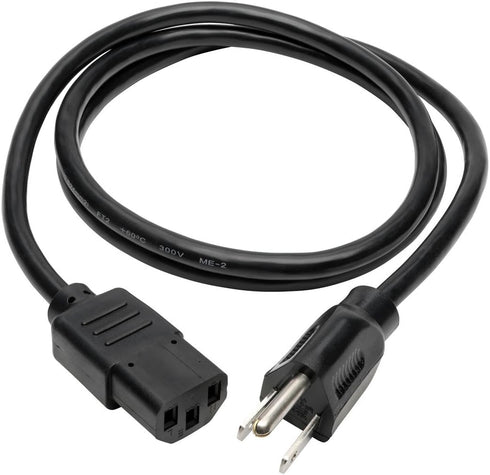 Tripp Lite Standard Computer Power Cord 10A,18AWG (NEMA 5-15P to IEC-320-C13) 4-ft.(P006-004) Black...