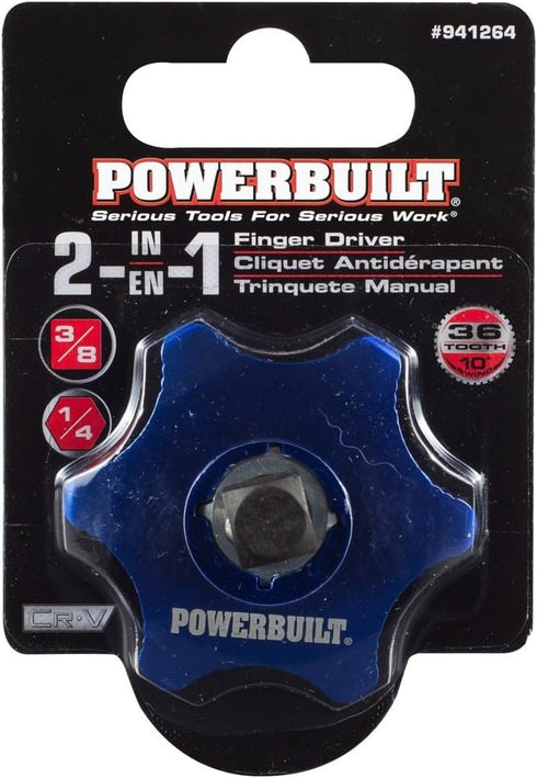 Powerbuilt 3/8 Inch Drive Palm Ratchet Handle, Finger Ratchet, Stubby Thumb Ratchet 2-in-1 for Tight Spaces - 941264...