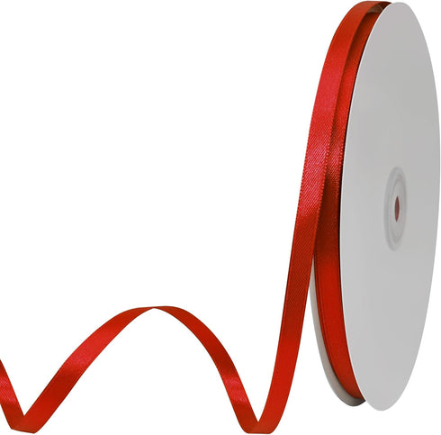Maclemon 1/4 inch Wide 100 Yards Double Face Red Satin Ribbon Red Fabric Ribbon for Gift Wrapping Very Suitable for Weddings Decoration Bouquet Ba...