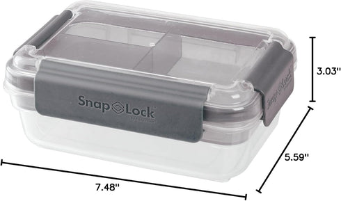 SnapLock by Progressive Bento-To-Go Container - Gray, SNL-1021GY Easy-To-Open, Leak-Proof Silicone Seal, Snap-Off Lid, Stackable, BPA FREE...