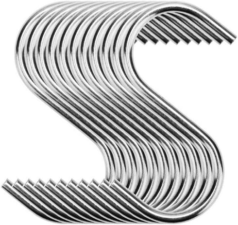 20 PCS S Hooks, Stainless Steel S Hooks for Hanging Kitchenware, Professional S Shaped Hooks for Hanging Pots, Pans, Cups, Plants, Bags, Jeans, To...