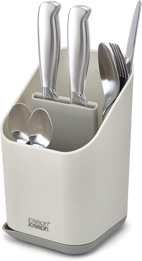 Joseph Joseph Duo Kitchen Sink Cutlery Drainer with Knife Slot, Kitchen Sink Drying Rack Cutlery Organizer, Grey...