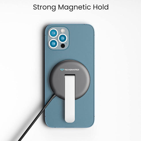 Techsmarter Magnetic Wireless Charging Pad and Stand with 18W USB-C PD Wall Charger. Compatible with iPhone 12, 13, 14...