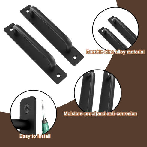 2 Pack Barn Door Handles Sliding Door Handle 5" Hole Center Barn Door Handles Black Cabinet Handles Door Pull Handle Zinc Alloy Door Pulls with Pl...