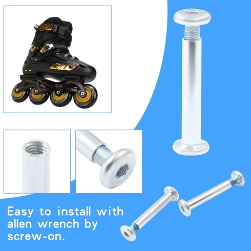 Luomorgo 12 Sets Inline Skate Wheel Screw, 6mm/15/64" OD Shaft Hex Socket Screw Axles for Roller Skate with Allen Wrench ?Long?...