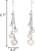 EleQueen Women's Silver-tone Crystal Simulated Pearl 4 Chain Bridal Long Dangle Hook Earrings Ivory Color...