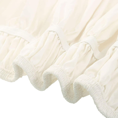 PiccoCasa Brushed Polyester Bed Skirt Wrap Around Three Fabric Sides Elastic Dust Ruffle, Easy Fit Wrinkle - with 15 Inch Drop Beige Full...