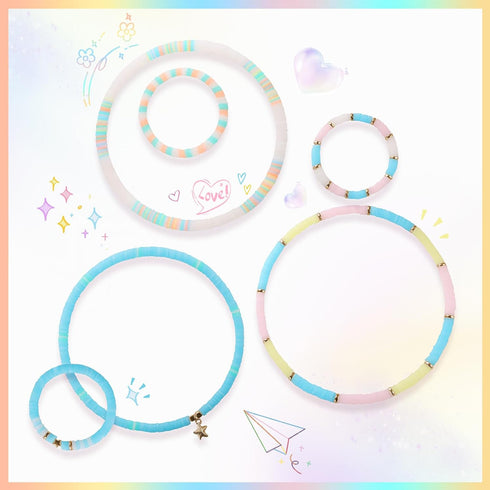 Jelly Color Clay Beads, Friendship Bracelet Making Kit, Funtopia 6000 Pcs Flat Round Disc Polymer Clay Beads for Jewelry Making, Neon Clay beads S...