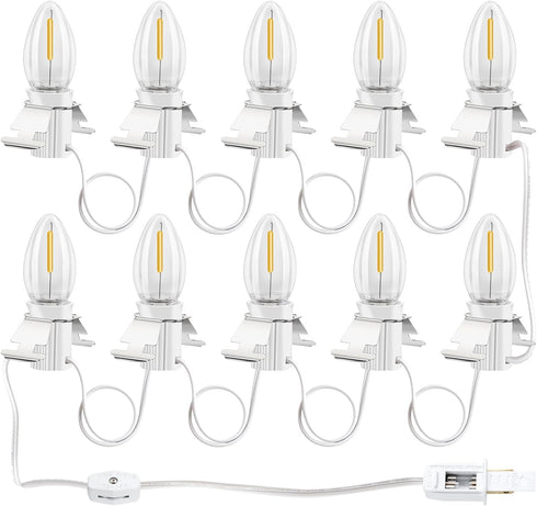 Christmas Village Lights with 10 LED Warm-White Bulb,Decoration for Christmas Village Houses,C7 Christmas Village Light Cord...