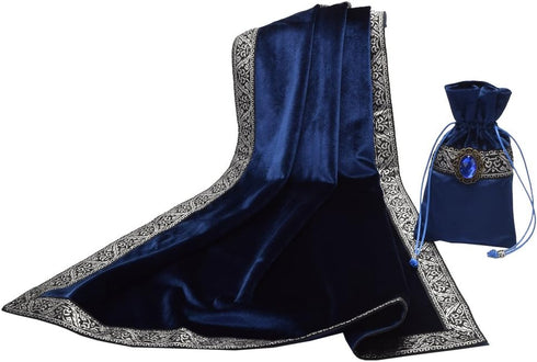 BLESSUME Square Velvet Altar Tarot Table Cloth and Pouch Dark Blue...