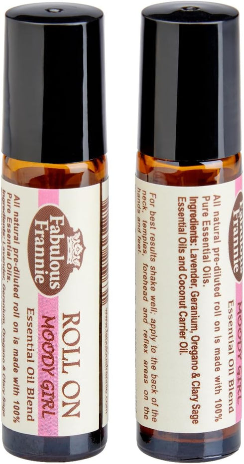 Fabulous Frannie Moody Girl Pre-diluted Essential Oil Blend Roll On - 10 ml Geranium, Lavender, Oregano and Clary Sage Essential Oils in Coconut C...