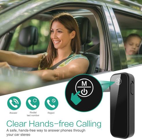 ORIA Wireless Bluetooth AUX Adapter, Bluetooth 5.0 Music Receiver for Car/Wired Speaker, Bluetooth Receiver for Answer Calls with Dual Device Mode...