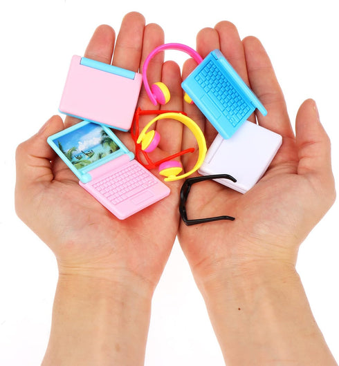 30 Pcs Doll Dollhouse Accessories 1/12 Scale Dollhouse Phone Laptop Computer Headset Glasses Miniature Simulator Accessories Mini Scene Simulation...