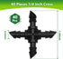 40 Pack Drip Irrigation 1/4" Barbed Cross Tee Fittings, Barbed Connectors for 1/4 Inch Irrigation Tubing Drip Line 4 Way Parts for Drip Sprinkler ...
