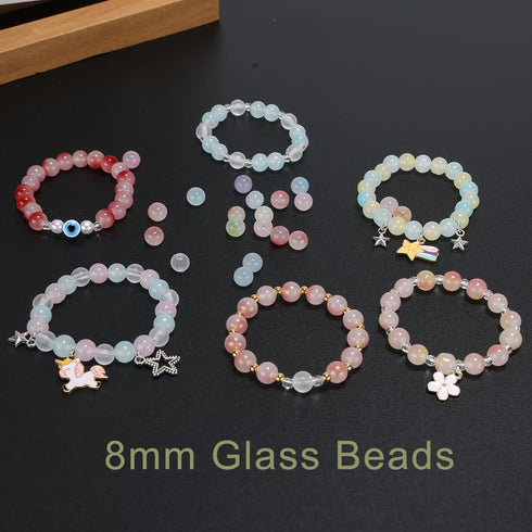 New Glass Beads Bracelet Making Kit Women Adult?Two-Color Transparent Gradient Glass BeadsJewelry Making Kit Gift...
