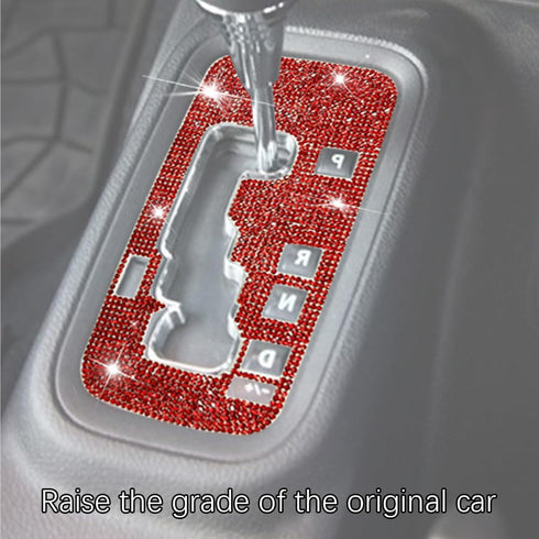 Bling Gear Shift Box Frame Cover Trim Sticker, Gear Shift Cover Bling Car Interior Accessories Compatible with Wrangler 2012-2018 (Red)...