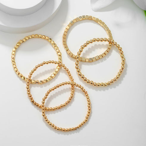 CSIYANJRY99 Silver Beaded Bracelets for Women Gold Stackable Stretch Bead Bracelet Set Beads Bracelet Stack Pack Hand Jewelry...