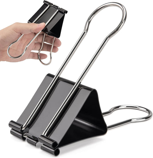 OWLKELA 2.4 inch Extra Jumbo Binder Clips 2 Pcs, Large Paper Clip, Big Paper Clamps, Binder Clips Large Size for Home, School and Office Supplies...