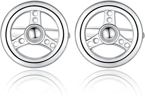HONEY BEAR Car Steering Wheel Cufflinks for Men Shirt Wedding Gift Silver...