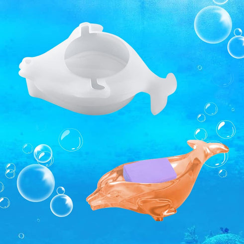 Rolin Roly Resin Dolphin Molds Soap Dish Silicone Mold Animal Storage Box Mould Jewelry Epoxy Casting Moulds for DIY Crafts Crystal Home Bathroom ...