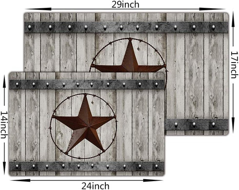 JAWO Rustic Barn Star Bathroom Rug, Non Slip Bath Mat with Design Retro Western Texas Star on Grey Wooden Grain Bathroom Accessories Shower Mat Ki...