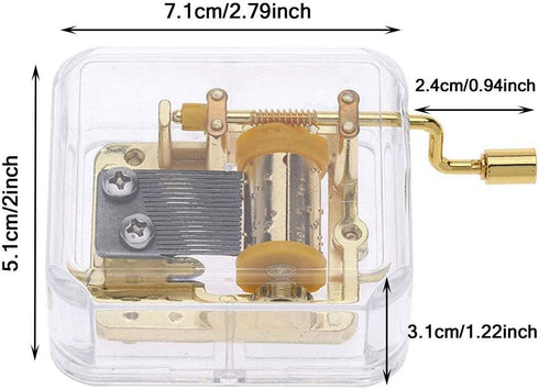 Pursuestar Happy Birthday Music Box, Clear Gold Hand Crank Musical Box for Mom/Dad/Daughter/Son - Unique Best Gifts for Christmas Wedding Mother's...