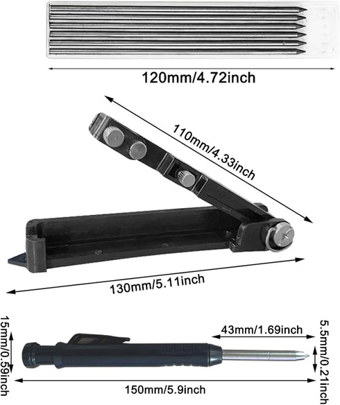 Multi-function Scribing Tool - Upgraded Construction Pencil for DIY Woodworking, Aluminum Alloy Scribe Tool with Deep Hole Pencil, Scriber Line Ma...