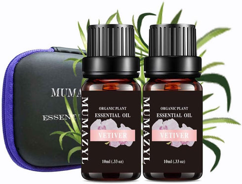 Vetiver Essential Oil Set, Vetiver Oil for Diffuser,Cleaning,Home,Bedroom,Perfumes,Humidifier,Soap,Candles 2 Pack 10ml...