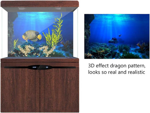 FILFEEL Aquarium Background Fish Decorations Pictures 3D Effect PVC Adhesive Poster Underwater World Backdrop Decoration Paper Cling Decals Sticke...