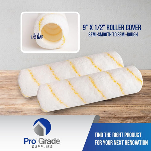 Pro Grade - Paint Roller Covers - 1/2 X 9 Inch Microfiber 5 Pack...