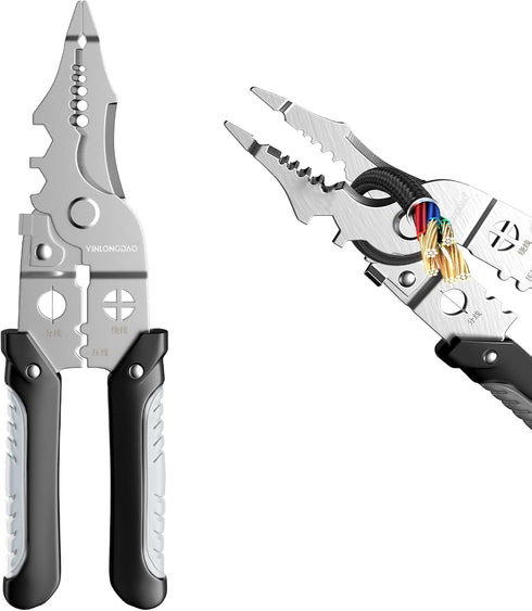 10-in-1 Multifunctional Wire Stripper Tool, 8 inch Wire Crimping Tool, Professional Electrical Cable Cutter Pliers for Stripping Cutting and Crimp...