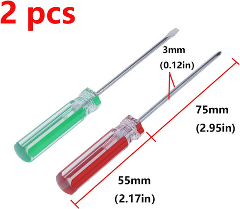 Antrader 2Pcs Screwdriver Set, Non-Magnetic 3mm Phillips & Slotted Bits Screwdriver with 3 Inch Steel Shaft for Repair Home Improvement Craft...