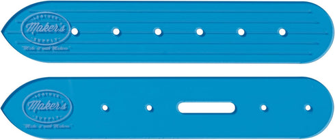 Weaver Leather Supply Belt End Acrylic Leather Templates Set of 2, Blue, Strap Layout Tool with Precise Punched Holes for Belts, Bags, and More, B...