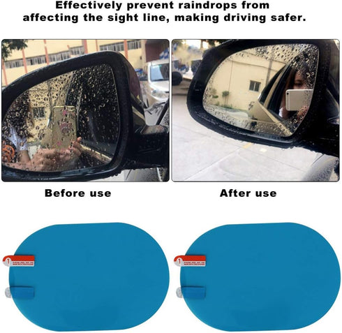Qiilu 2 Pieces Car Rearview Mirror Film, Rainproof Waterproof Mirror Film Anti Fog Film Blind Spot Mirror for Car Rear View Mirrors Side Windows O...