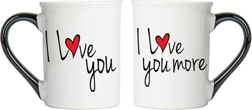 Wedding Gifts for Couples, Coffee Cups, Set of 2 I Love You More Coffee Mugs for Men/Women, Engagement Gift Ideas for Boyfriend, Girlfriend, Brida...
