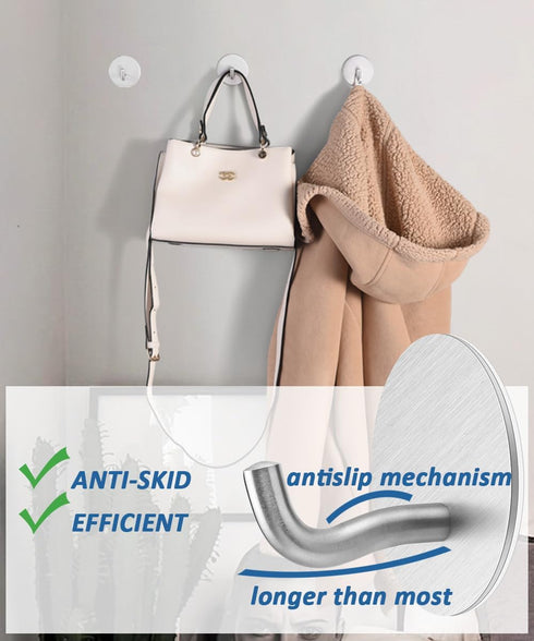Heavy Duty Self Adhesive towel hooks Waterproof stick on bathroom kitchen door RV SUS 304 stainless steel Silver for hanging robe coat key bag hat...