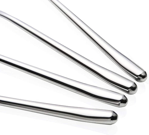 Long handle Soup Spoons Stainless Steel Round handle Soup Spoon,Korean Long handle Bar Spoons Silver Pack of 4...