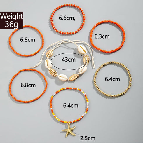 Colorful Beaded Anklets for Women Puka Shell Starfish Anklet Boho Beachy Seashell Ankle Bracelet for Women Waterproof Hawaii Summer Jewelry 2024...