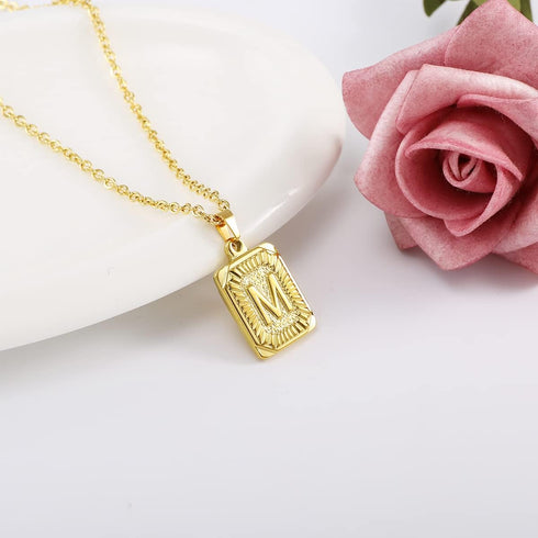 Glimmerst Initial Pendant Necklace 18K Gold Plated Stainless Steel Letter Necklace Personalizd Name Necklace for Women...