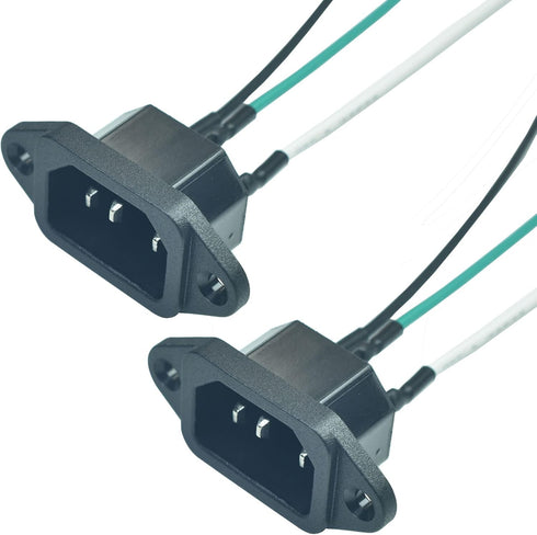 2PCS IEC 320 C14 Panel Mount Plug Adapter, AC 250V 10A 3 Pins IEC Inlet Module Plug Power Connector Socket with 3 Wires...