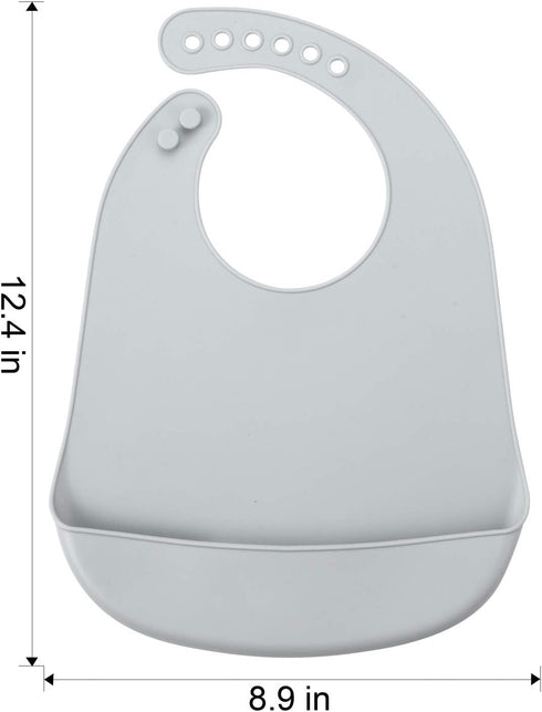 PandaEar 3 Pack Waterproof Silicone Baby Bibs| Super Thin Light Weight Feeding Bib with Food Catcher Pocket for Toddler...