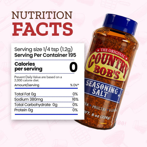 Country Bob's Original Seasoning Salt 8 oz (Pack of 2) | Quick & Easy Flavor Boost for Meat, Poultry, Veggies, & Pork | Simple One-Step Seasoning ...