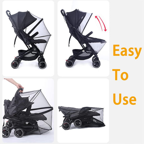 Orzbow Universal Mosquito Net for Stroller, Baby Bug Net with Two-Way Zippers & Storage Bag, Breathable & Foldable Mosquito Nets for Strollers, Ca...