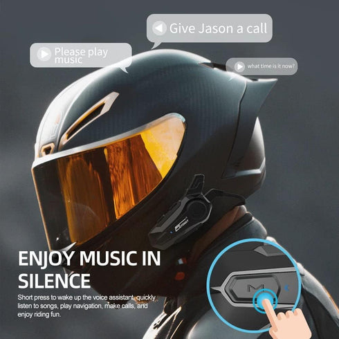 eECO-FLYING Motorcycle Bluetooth Headset,1000m Intercom Motorcycle Helmet Headset with CVC Noise Cancellation IPX6 Waterproof 2 Riders Motorbike I...