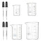 Glass Beaker Set, 4 Pack Graduated Measuring Beakers 25ml 50ml 100ml 200ml Low Form Griffin Thick Wall Lab Beakers with 4 Pcs 1ml Glass Pipette...